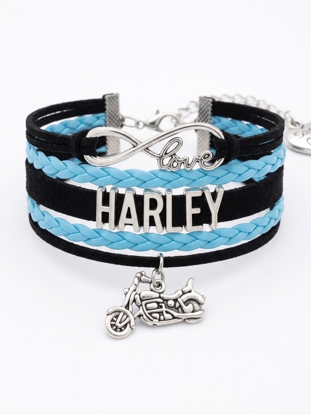 Harley NWOT Love Infinity Multi-Strand Bracelet - Black & Light Blue